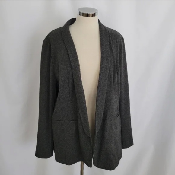 💕 Apt 9 Blazer Houndstooth Plaid charcoal gray black - Picture 2 of 10